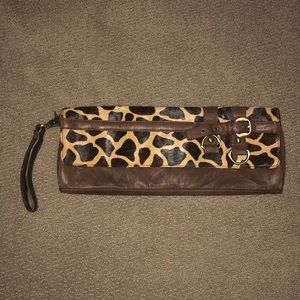 Brown Steven by Steve Madden Giraffe Print Clutch